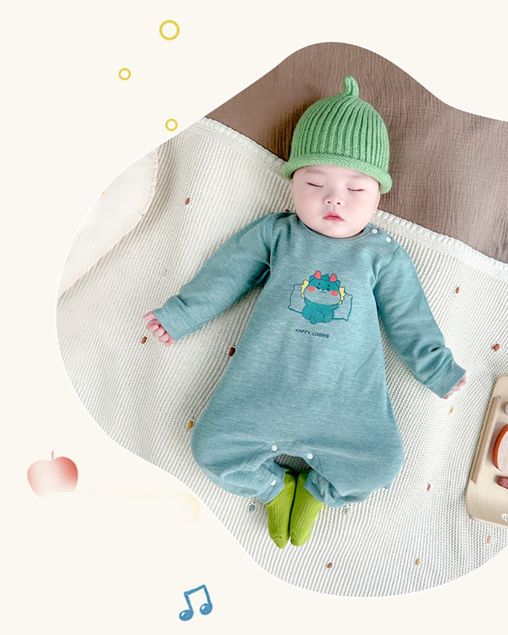 Infants Printed Round Neck Long Sleeve Rompers