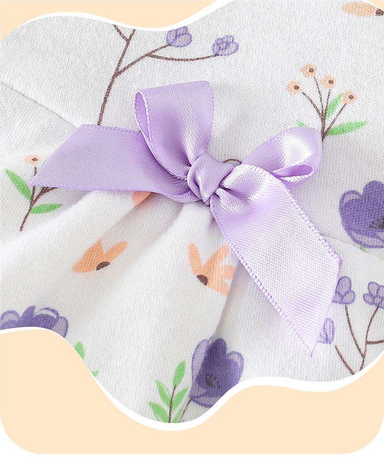 Infant Girls Purple & White Printed Hooded Romper