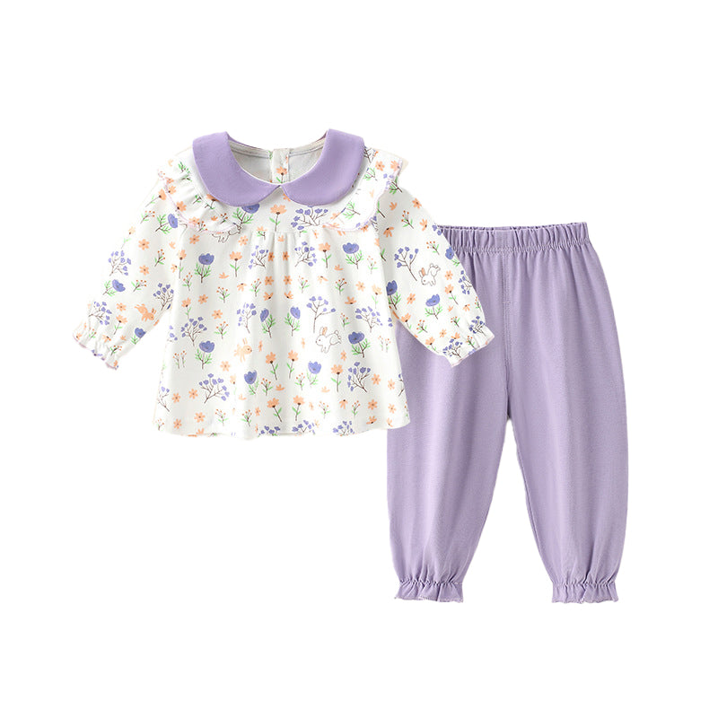 Infant Girls Printed Pure Cotton Top with Pyjamas