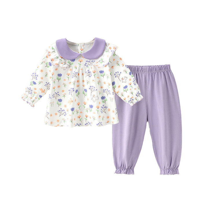 Infant Girls Printed Pure Cotton Top with Pyjamas
