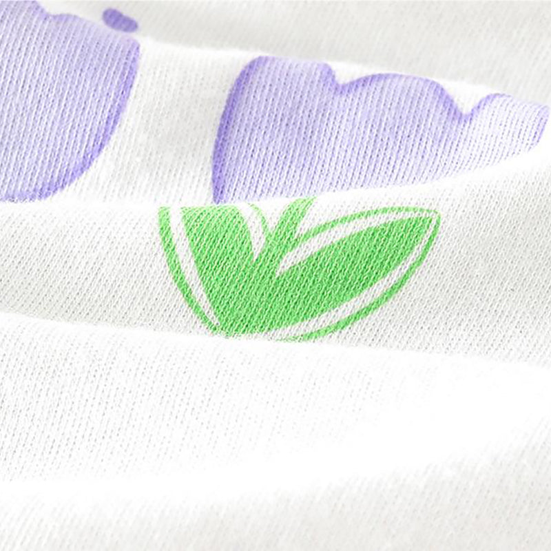 Girls Purple & White Printed Pure Cotton Top With Trouser