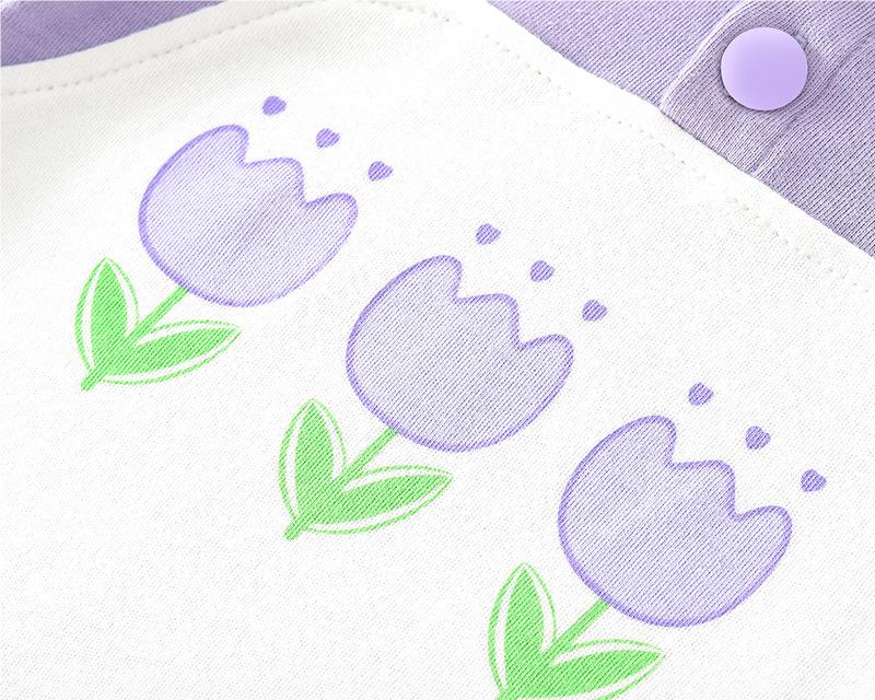 Girls Purple & White Printed Pure Cotton Top With Trouser
