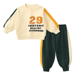 Boys Typography Printed Round Neck T-Shirt With Trouser