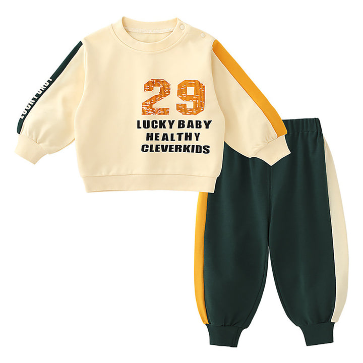 Boys Typography Printed Round Neck T-Shirt With Trouser