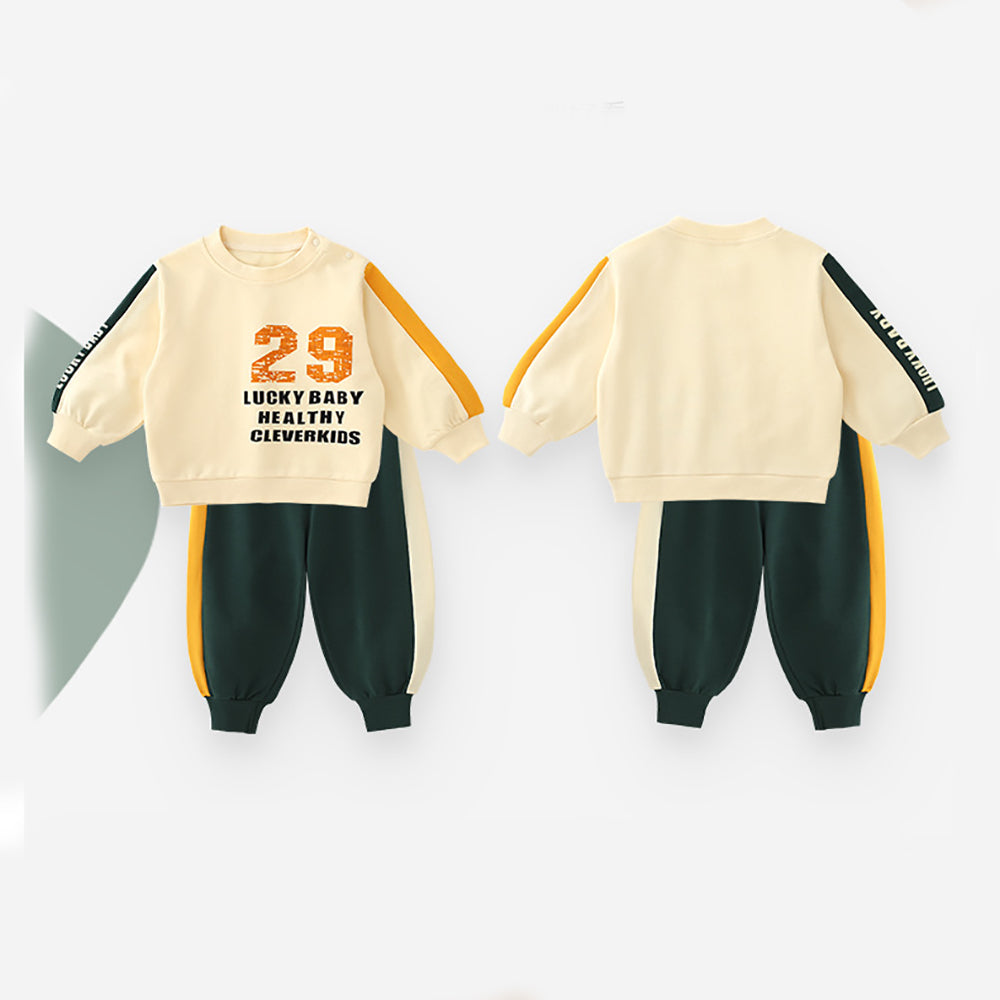 Boys Typography Printed Round Neck T-Shirt With Trouser