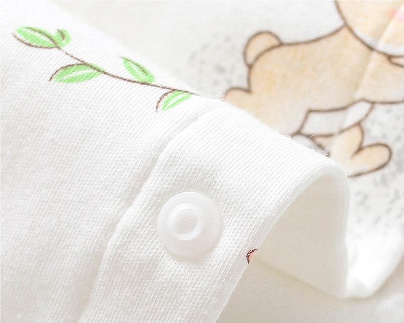 Infants White Printed Cotton Rompers