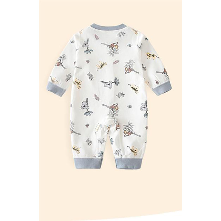 Infants Boys White Printed Cotton Rompers