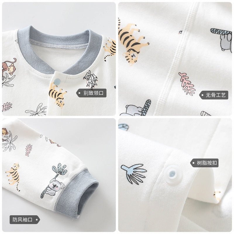 Infants Boys White Printed Cotton Rompers