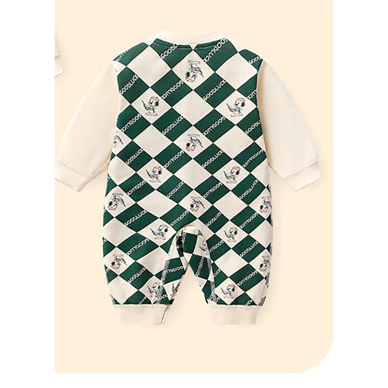 Green Infants Printed Cotton Rompers