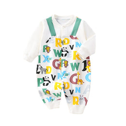 White Infant Boys Printed Cotton Rompers