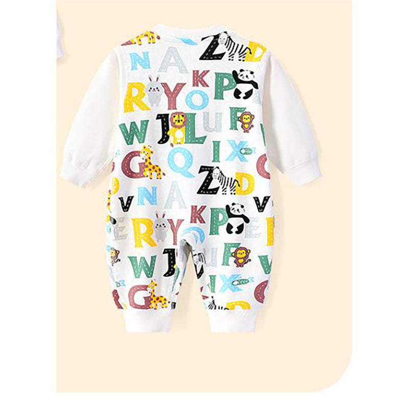 White Infant Boys Printed Cotton Rompers