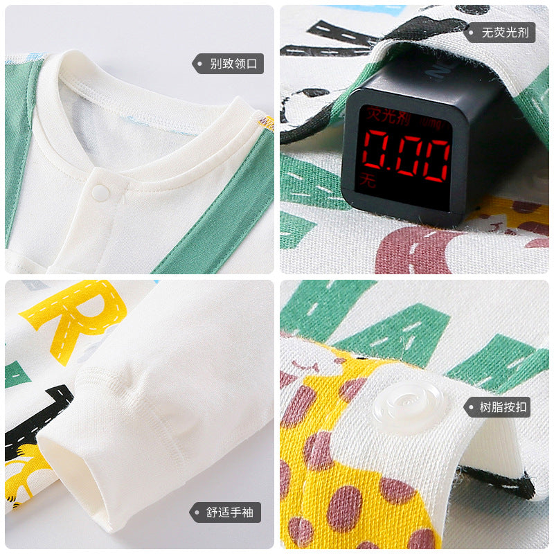 White Infant Boys Printed Cotton Rompers