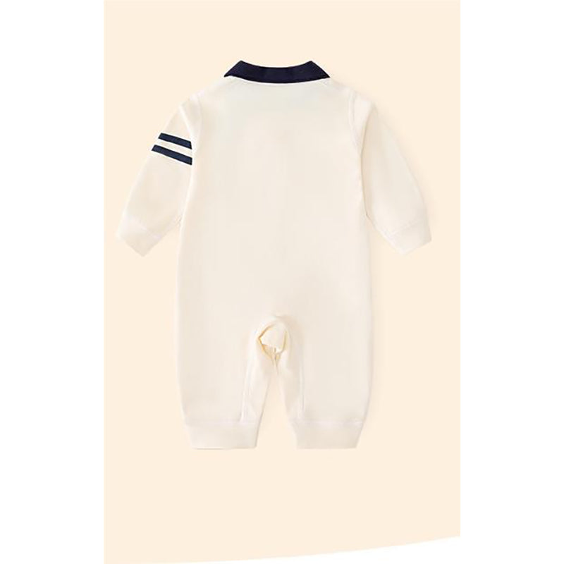 Beige Infant Boys Printed Cotton Rompers
