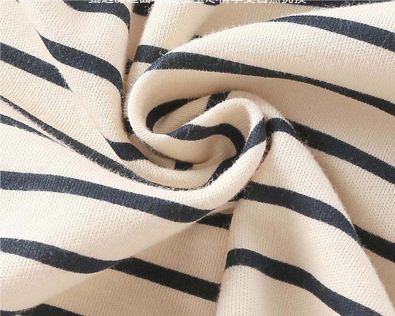 Infants Boys Cream Coloured & Black Striped Pure Cotton Rompers