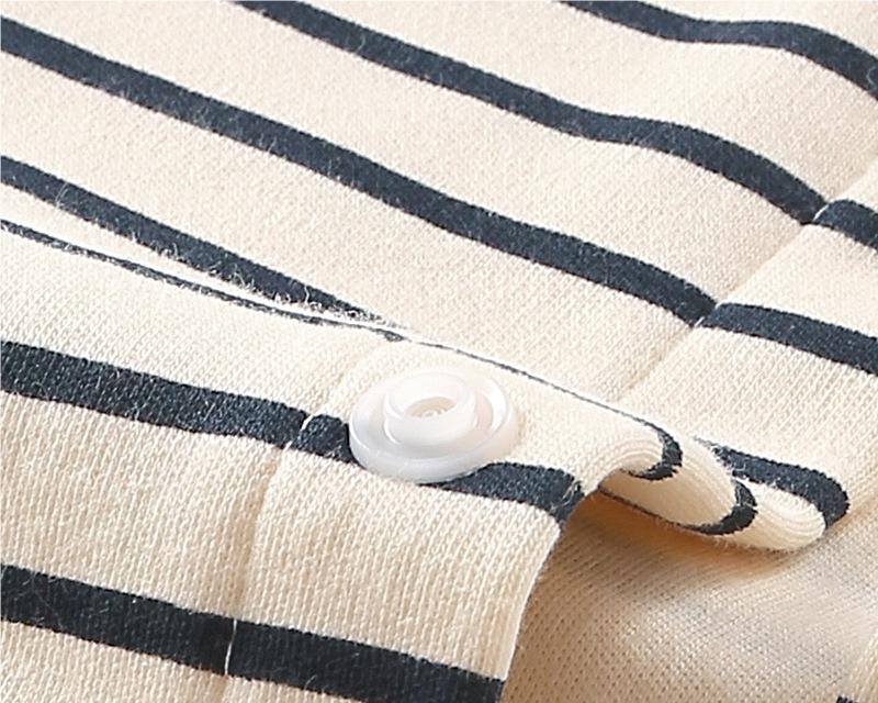 Infants Boys Cream Coloured & Black Striped Pure Cotton Rompers