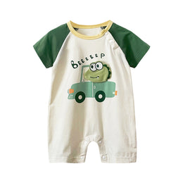 Boys Graphic Printed Round Neck Cotton Rompers