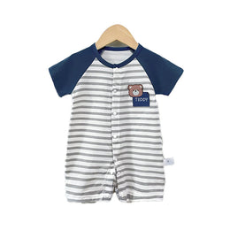 Infant Boys Striped Cotton Rompers