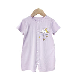 Girls Graphic Printed Round Neck Cotton Rompers