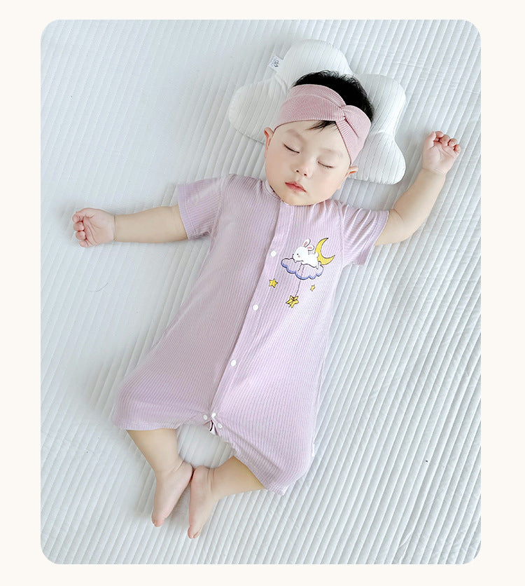 Girls Graphic Printed Round Neck Cotton Rompers