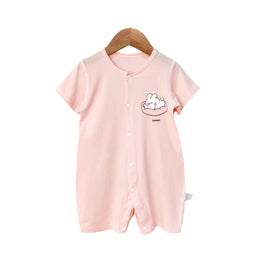 Girls Graphic Printed Round Neck Cotton Rompers