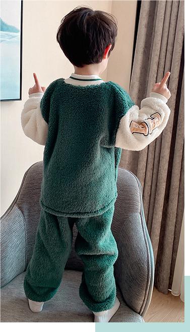 Boys Green & White Colourblocked Top with Pyjamas