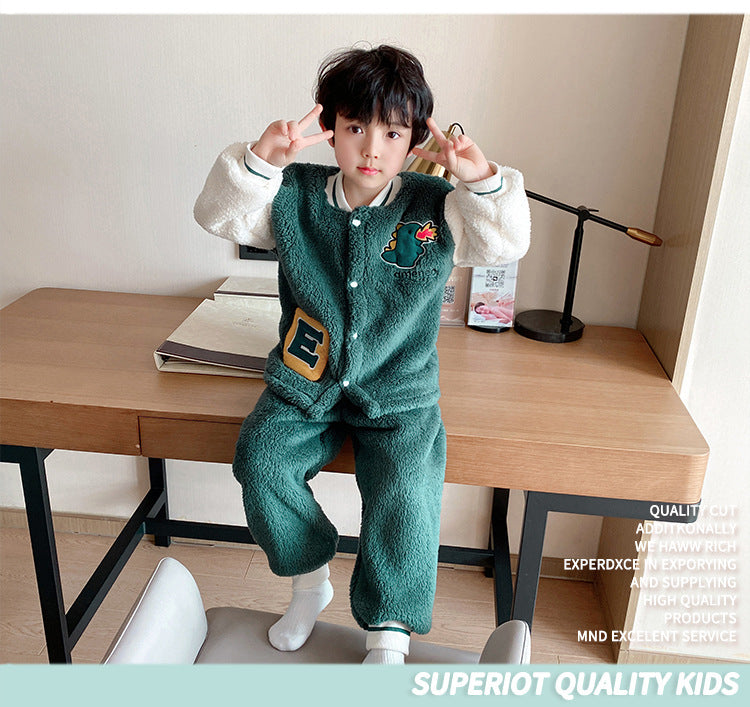Boys Green & White Colourblocked Top with Pyjamas