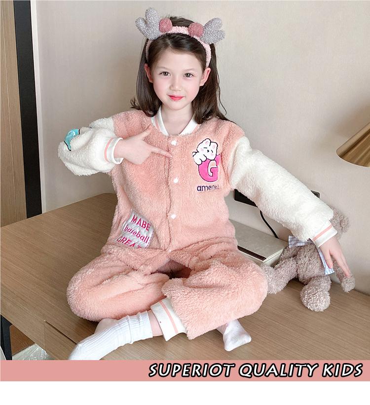 Girls Pink & Cream-Coloured Mandarin Collar Colourblocked Top with Pyjamas