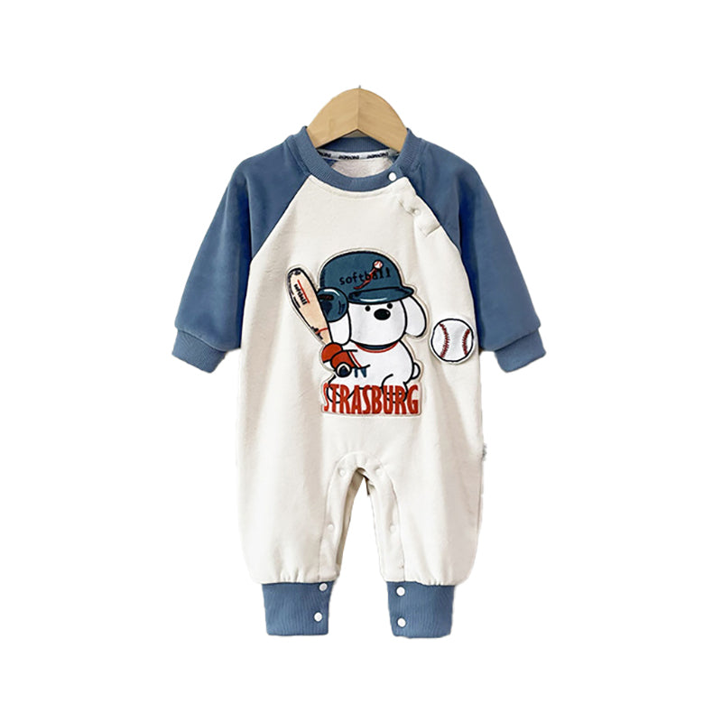 Infant Boys Blue Graphic Printed Rompers