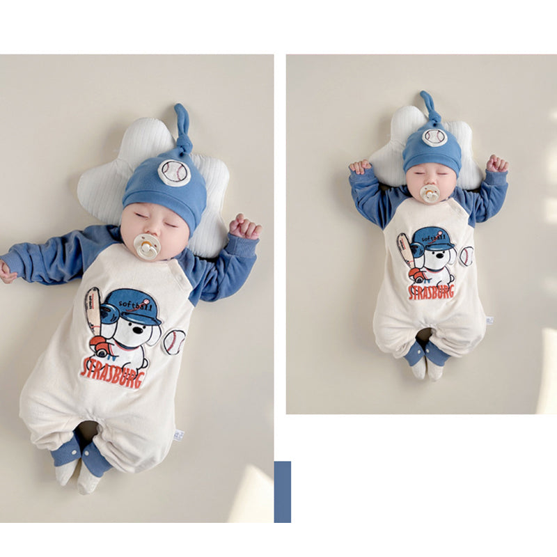 Infant Boys Blue Graphic Printed Rompers