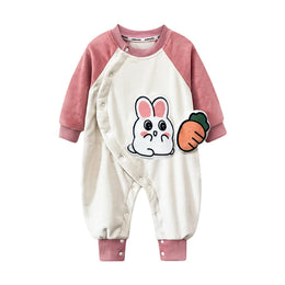 Infant Girls Pink Printed Rompers