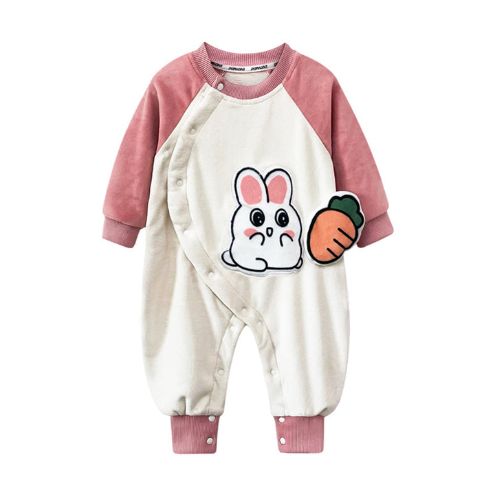 Infant Girls Pink Printed Rompers