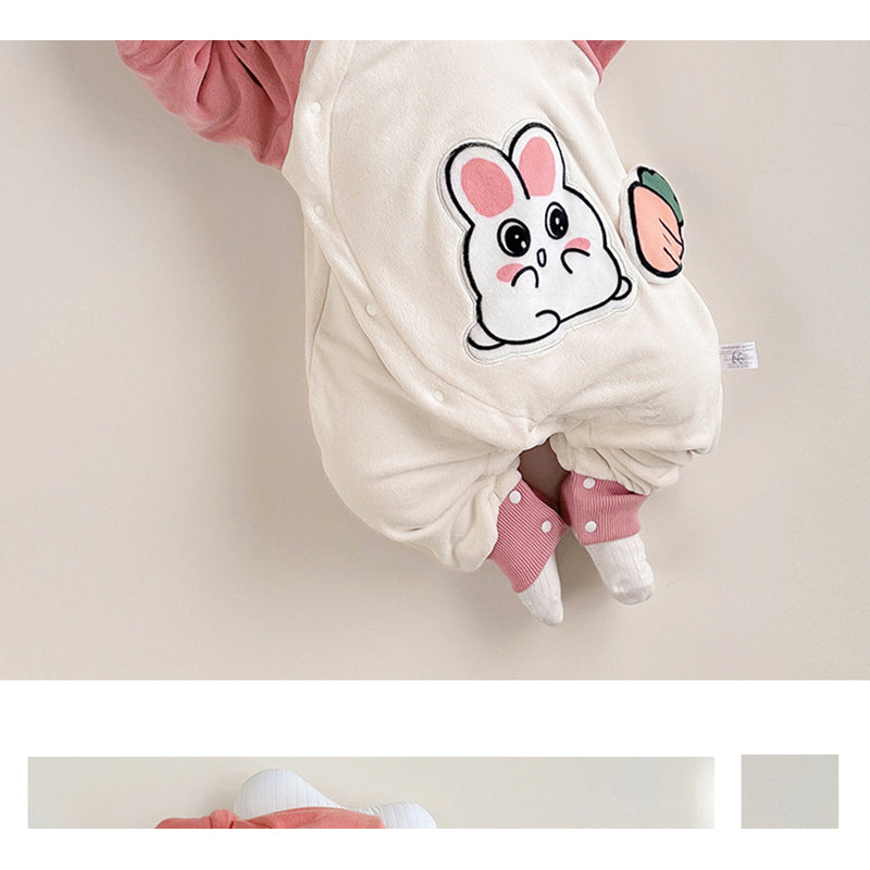 Infant Girls Pink Printed Rompers