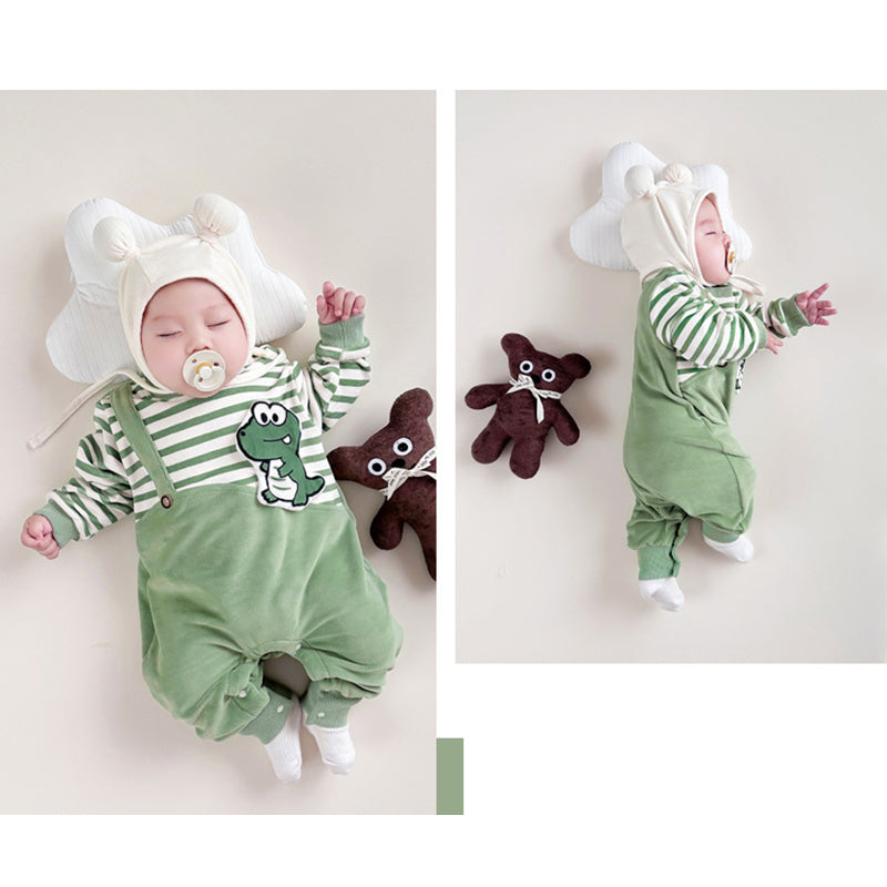 Infant Boys Green Graphic Printed Rompers