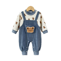 Infant Boys Blue Graphic Printed Rompers