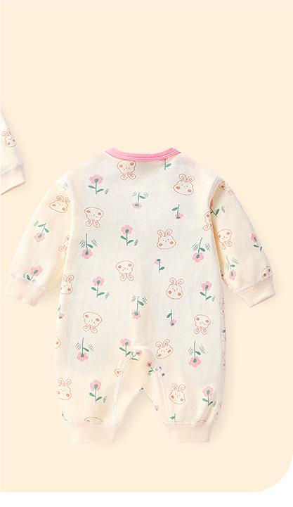 Infant Girls Pink Printed Cotton Rompers