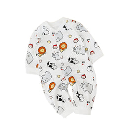 Infants Boys White Printed Cotton Rompers