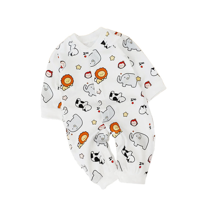 Infants Boys White Printed Cotton Rompers