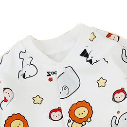 Infants Boys White Printed Cotton Rompers
