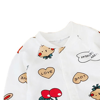 Infant Girls White Printed Cotton Rompers