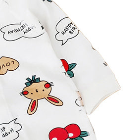 Infant Girls White Printed Cotton Rompers