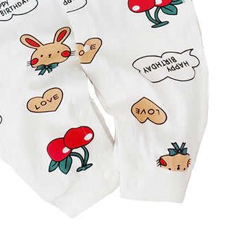 Infant Girls White Printed Cotton Rompers