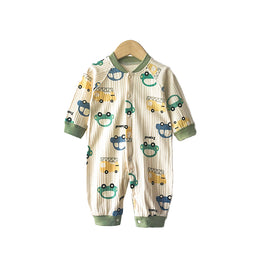 Infant Boys Blue Conversational Printed Cotton Rompers
