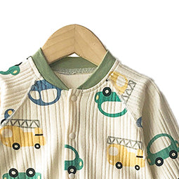 Infant Boys Blue Conversational Printed Cotton Rompers