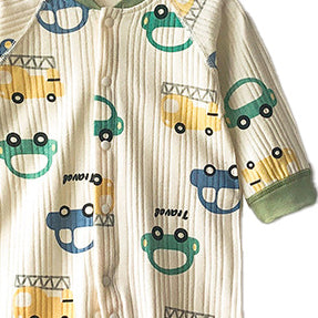 Infant Boys Blue Conversational Printed Cotton Rompers