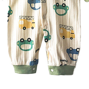 Infant Boys Blue Conversational Printed Cotton Rompers