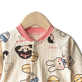 Infant Girls Pink Printed Cotton Rompers