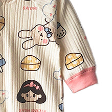 Infant Girls Pink Printed Cotton Rompers