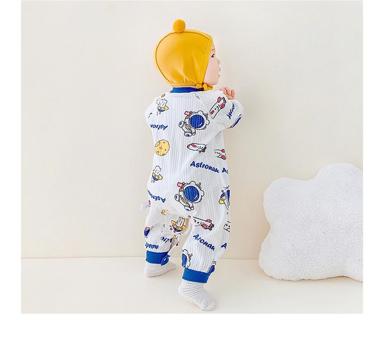 Infant Boys Blue Printed Cotton Rompers