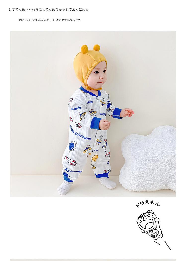 Infant Boys Blue Printed Cotton Rompers