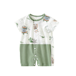 Boys Graphic Printed Round Neck Cotton Rompers